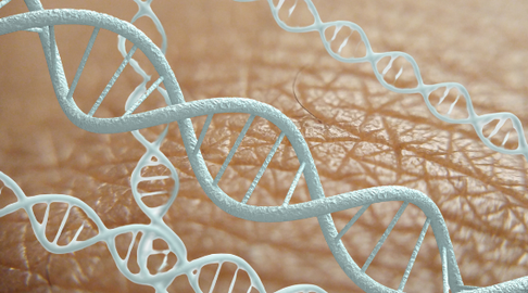 Abstrakte Darstellung von DNA und Licht als Symbol für Longevity